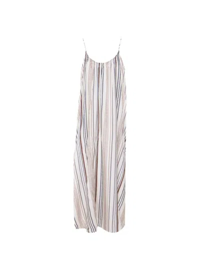 Eleh White Striped Spaghetti Straps Dresses In Multi