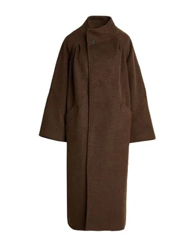 Eleh Woman Coat Brown Size S Polyester, Wool