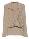 Eleh Wrap-effect Cotton Blouse In Brown