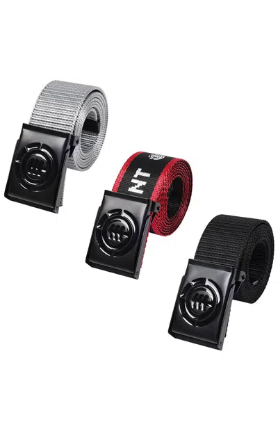 ELEMENT MEN'S 3-PACK BEYOND LOGO WEB BELTS IN BLACK/GRAY