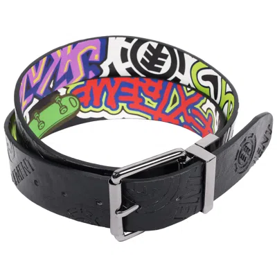 Element Pu Reversible Belt With Debossed Logo & Graphic Print - Black Sizes M-xl In Orange