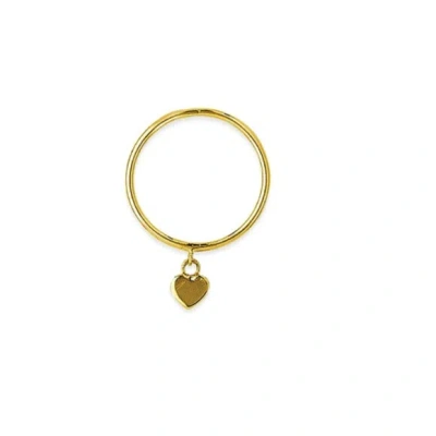 Pre-owned Element Shine 14k Solid Gold Dangle Heart Dainty Ring - Yellow Size 6, 7, 8 Minimalist In Yellow Gold