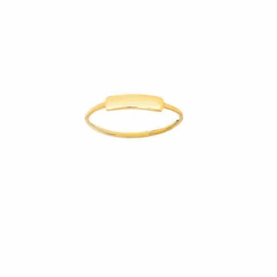 Pre-owned Element Shine 14k Solid Gold Mini Id Bar Plate Ring - Size 6, 7, 8 Minimalist - Yellow In Yellow Gold