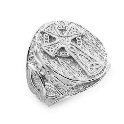 Pre-owned Element Shine 925 Sterling Silver Celtic Cross Trinity Knot Men's Ring Irish - All /any Size