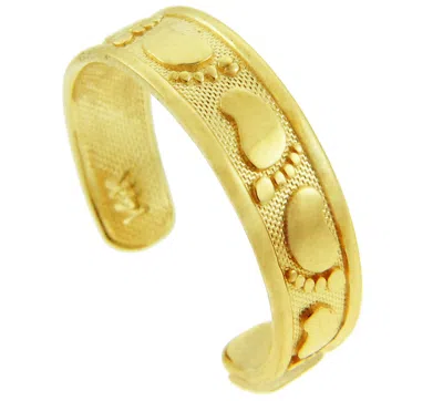 Pre-owned Element Shine Classy Bigfoot Footprint Design Toe Ring 10k Real Solid Yellow N White Gold In Yellow Gold