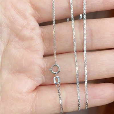 Pre-owned Element Shine/ Midas 14 K Solid White Real Gold 1.1 Mm Mariner Chain Necklace 16",18",20",22"