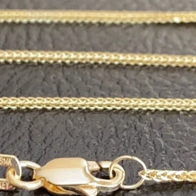 Pre-owned Element Shine/md 14 K Solid Yellow Gold 0.9 Mm Square Wheat Chain Necklace 16"-18" Adjustable