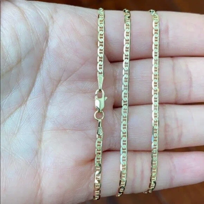 Pre-owned Element Shine/md 14k Fine Real Solid Yellow Gold 2.3mm Mariner Chain Necklace 18", 20", 22", 24"