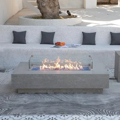 Elementi 13.8" H X 60" W Concrete Outdoor Fire Pit Table With Lid In Gray