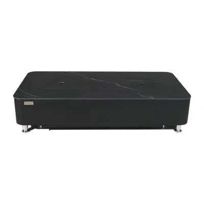 Elementi 14.4" H X 62" W Concrete Outdoor Fire Pit Table With Lid In Black