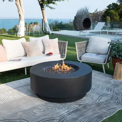 Elementi 16.9" H X 40.9" W Concrete Outdoor Fire Pit Table With Lid In Dark Gray