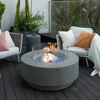 Elementi 16.9" H X 40.9" W Concrete Outdoor Fire Pit Table With Lid In Light Gray