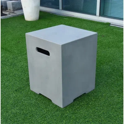 Elementi 20" Light Grey Square Concrete Propane Tank Cover Holds 25 Lb. Tank In White