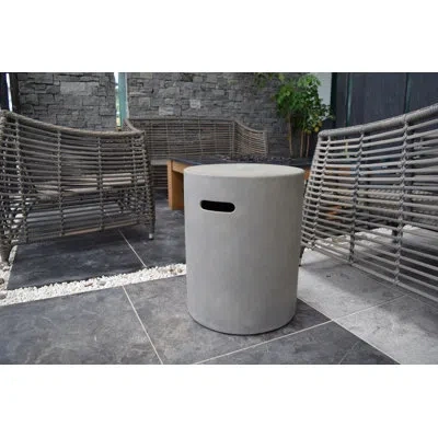 Elementi 20" Round Light Grey Concrete Tank Cover Holds 25 Lb. Tank In Gray