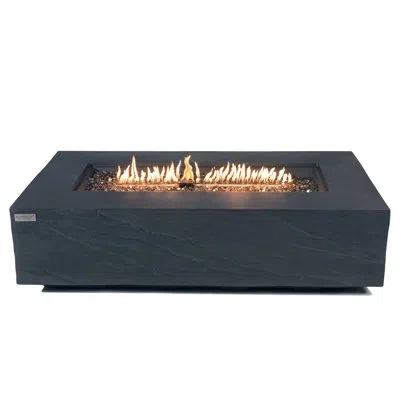 Elementi Capetown/meteora/colorado 56" Outdoor Sandstone Fire Pit 60,000 Btu - Includes Fire Glass, Lid & Pvc In Slate Black
