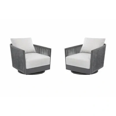 Elementi Capri Two Piece Swivel Chair Set With Sunbrella Cushions In Gray