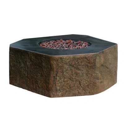 Elementi Columbia 42" Outdoor Concrete Fire Table 45,000 Btu - Includes Lava Rocks & Pvc Cover In Brown