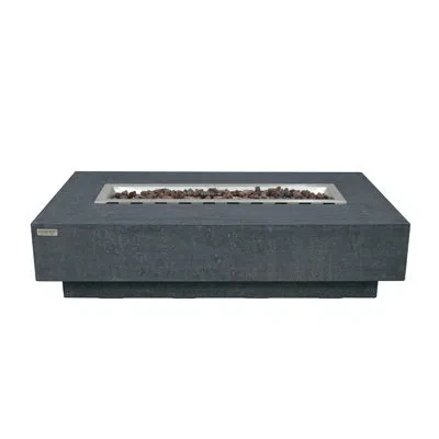 Elementi Hampton Fire Pit Table Rectangular Firepit 45000 Btus Dark Grey, 56 X 32 Inches In Dark Gray