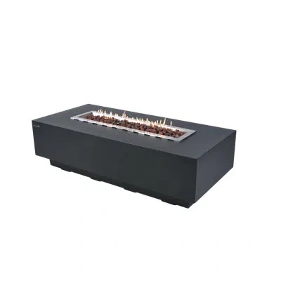 Elementi Hampton / Granville Outdoor Concrete Fire Pit 45,000 Btu - Includes Lava Rocks & Pvc Cover In Dark Gray