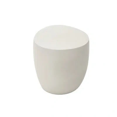 Elementi Home Ikaria 19" Egg-shape Cream White Concrete Side Table For Indoor And Outdoor Use
