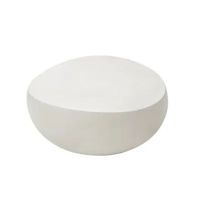 Elementi Home Ikaria 42" Egg-shape Concrete Coffee Table For Indoor And Outdoor Use In Cream White