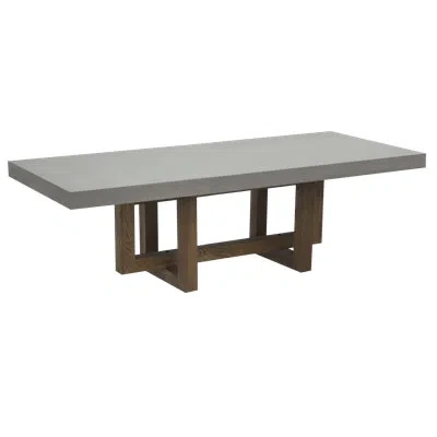 Elementi Home Malaga Rectangular Space Grey Concrete Dining Table With Manchurian Ash Legs For Indoor And Out In Gray