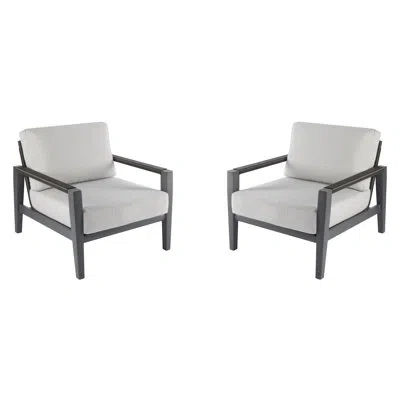 Elementi Laguna Two Piece Lounge Chair Set With Sunbrella Cushions In Gray