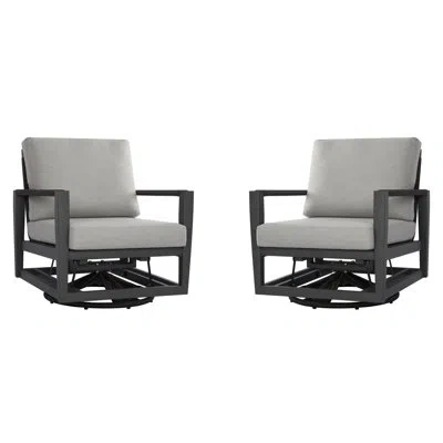 Elementi Laguna Two Piece Swivel Chair Set With Sunbrella Cushions In Gray