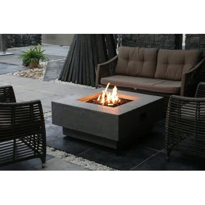 Elementi Lismore 40" Square Concrete Fire Pit Table In Gray