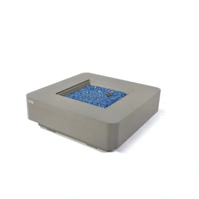 Elementi Lucerne 42" Light Grey Concrete Fire Table 60,000 Btu - Includes Fire Glass, Lid & Pvc Cover