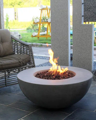 Elementi Lunar Bowl Outdoor Fire Pit Table With Propane Gas Assembly In Gray