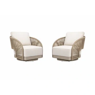 Elementi Malibu Two Piece Swivel Chair Set With Sunbrella Cushions In Gray
