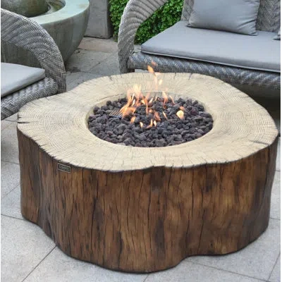 Elementi Manchester Outdoor Classic Concrete Fire Table 45,000 Btu - Includes Lava Rocks & Pvc Cover In Brown