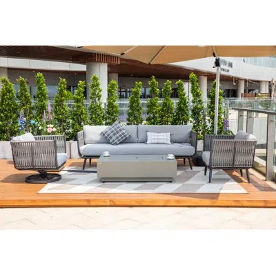 Elementi Milano 5 - Person Lounge Chair Set With Sunbrella Cushions In Gray