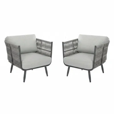 Elementi Milano Two Piece Lounge Chair Set With Sunbrella Cushions In Gray