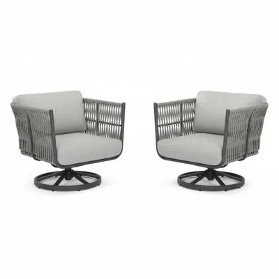 Elementi Milano Two Piece Swivel Chair Set With Sunbrella Cushions In Gray