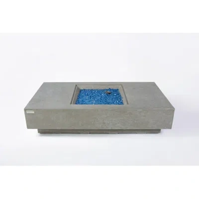 Elementi Montecarlo 60" Light Grey Concrete Fire Table 60,000 Btu - Includes Fire Glass, Lid & Pvc Cover In Gray