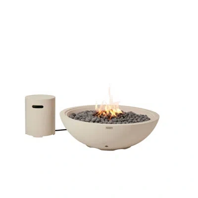 Elementi New 95k Btu Rose Bowl  Fire Pit Natural Gas Frosted Cream White