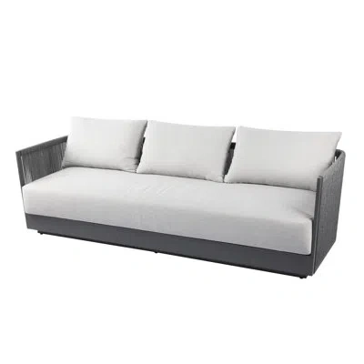 Elementi Outdoor Capri Powder-coated Aluminum 3-seat Sofa With Sunbrella® Cushions, Commercial Grade In Gray