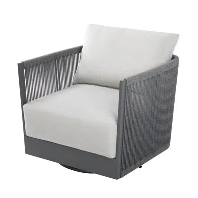 Elementi Outdoor Capri Powder-coated Aluminum Swivel Chair With Sunbrella® Cushions, Commercial Grade In Gray