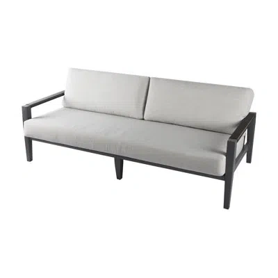 Elementi Outdoor Laguna Powder-coated Aluminum 3-seat Sofa With Sunbrella® Cushions, Commercial Grade In Gray