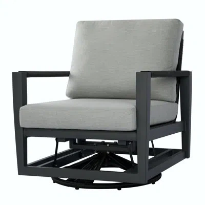 Elementi Outdoor Laguna Powder-coated Aluminum Swivel Chair With Sunbrella® Cushions, Commercial Grade In Gray