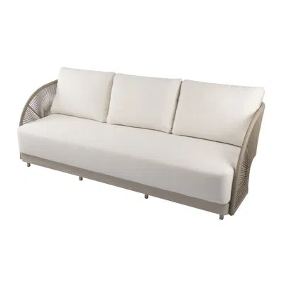 Elementi Outdoor Malibu Powder-coated Aluminum 3-seat Sofa With Sunbrella® Cushions, Commercial Grade In Cream