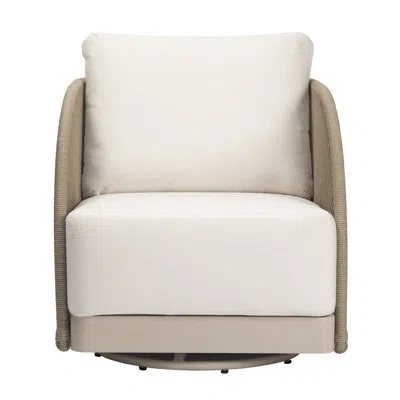 Elementi Outdoor Malibu Powder-coated Aluminum Swivel Chair With Sunbrella® Cushions, Commercial Grade In Cream