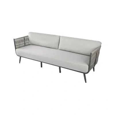 Elementi Outdoor Milano Powder-coated Aluminum 3-seat Sofa With Sunbrella® Cushions, Commercial Grade In Gray