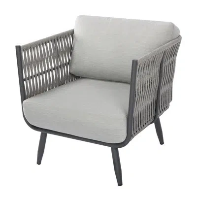 Elementi Outdoor Milano Powder-coated Aluminum Lounge Chair With Sunbrella® Cushions, Commercial Grade In Gray