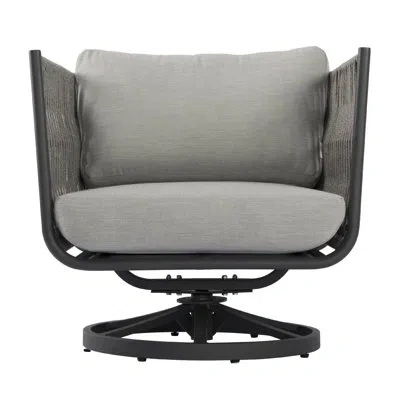 Elementi Outdoor Milano Powder-coated Aluminum Swivel Chair With Sunbrella® Cushions, Commercial Grade In Gray