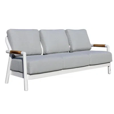 Elementi Outdoor Santorini Powder-coated Aluminum 3-seat Sofa With Sunbrella® Cushions, Commercial Grade In Gray