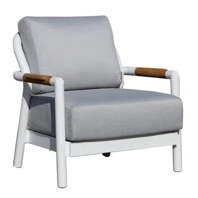 Elementi Outdoor Santorini Powder-coated Aluminum Lounge Chair With Sunbrella® Cushions, Commercial Grade In Gray