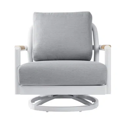 Elementi Outdoor Santorini Powder-coated Aluminum Swivel Chair With Sunbrella® Cushions, Commercial Grade In Gray